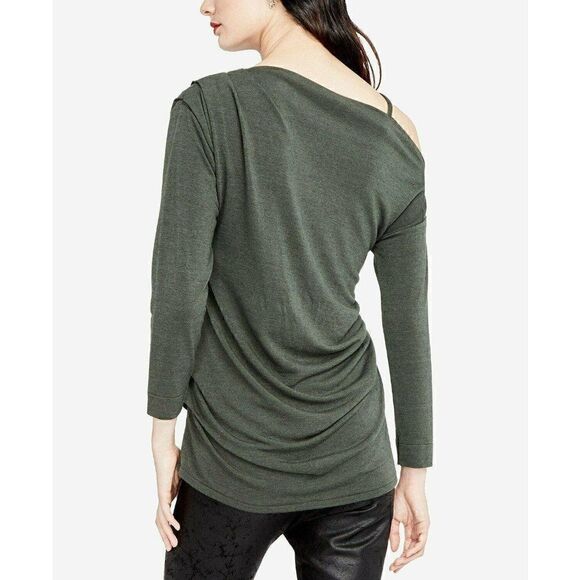 Gray Asymmetrical Off-The-Shoulder Blouse Top S‎ - Picture 2 of 3